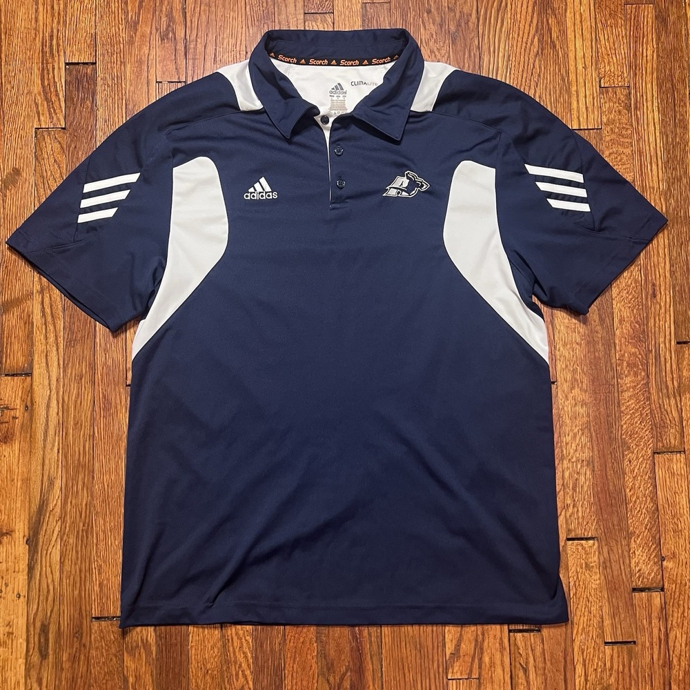 Adidas Akron Zips ClimaLite Scorch Men's Navy Golf Polo Shirt Size Large